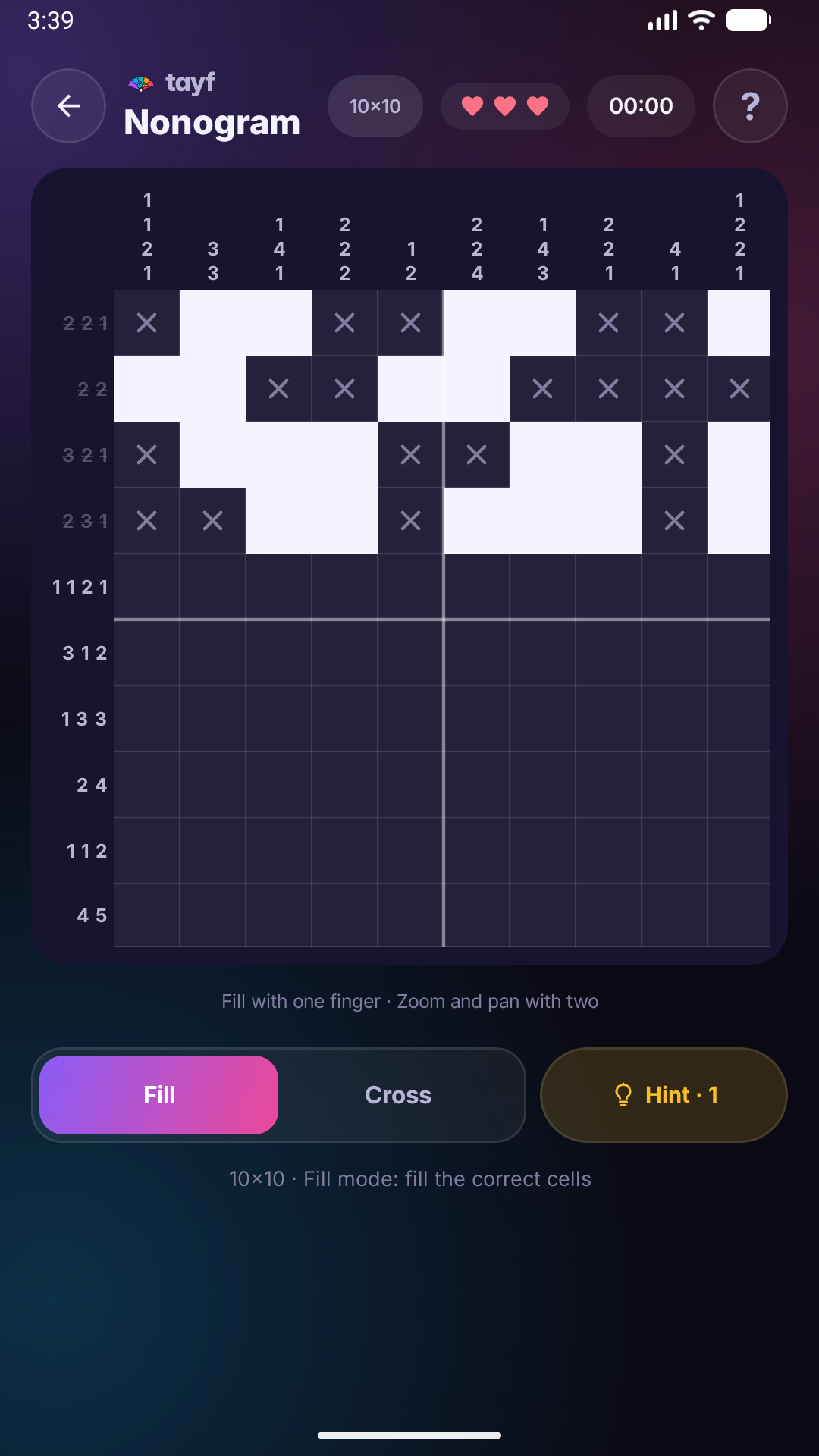 Tayf Nonogram: a grid puzzle solved with number clues